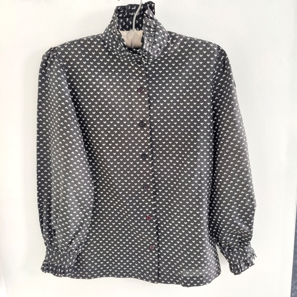 Vintage | b&w 🖤🤍 | Small | Oleg Cassini | blouse